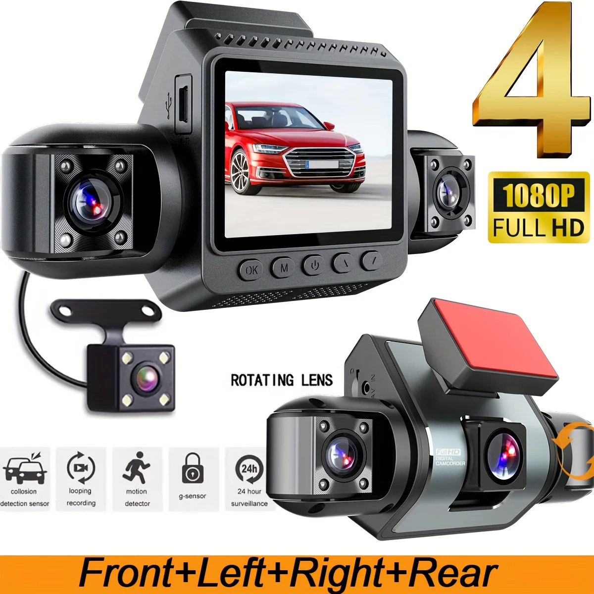4-channel dash camera fitted in a vehicle